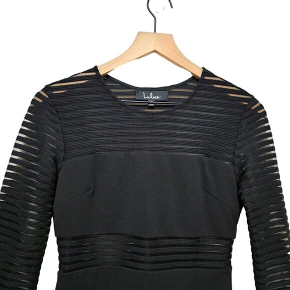 Lulus Perfect Mesh Black Bodycon Dress Sz S - Picture 3 of 9